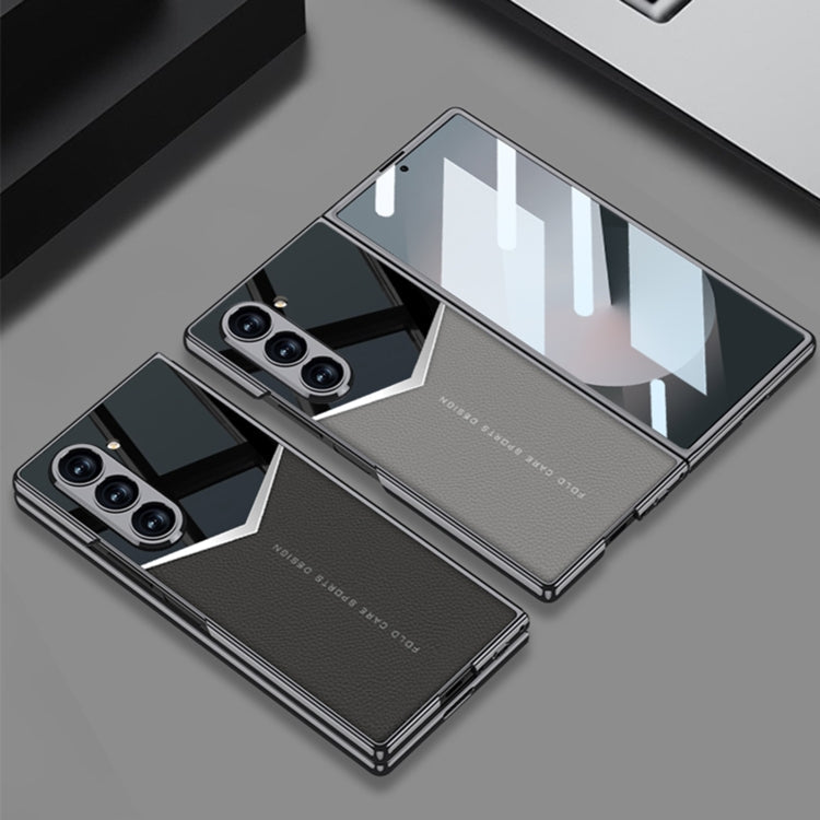 For Samsung Galaxy Z Fold6 GKK Integrated Plating Leather Knight Full Coverage Phone Case(Grey)