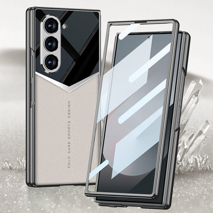 For Samsung Galaxy Z Fold6 GKK Integrated Plating Leather Knight Full Coverage Phone Case(Grey)