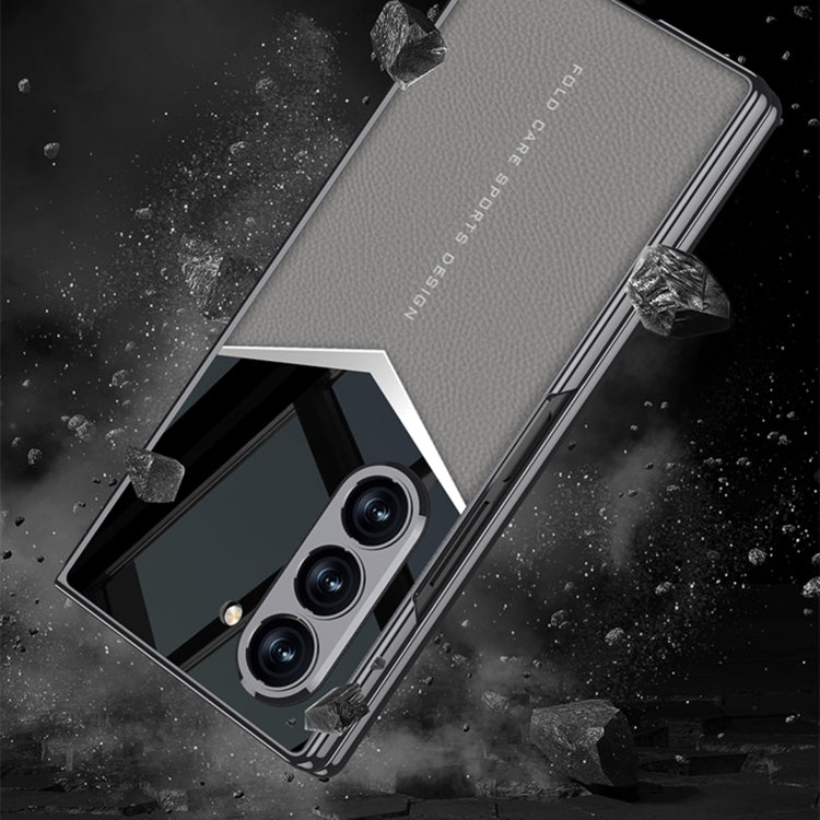 For Samsung Galaxy Z Fold6 GKK Integrated Plating Leather Knight Full Coverage Phone Case(Carbon Fibre)