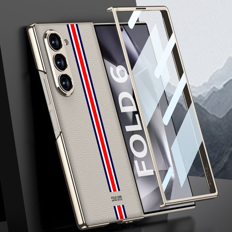 For Samsung Galaxy Z Fold6 GKK Integrated Plating Leather Full Coverage Phone Case(Grey)