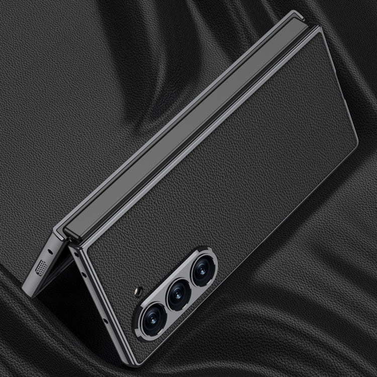For Samsung Galaxy Z Fold6 GKK Integrated Plating Leather Full Coverage Phone Case(Special Black)