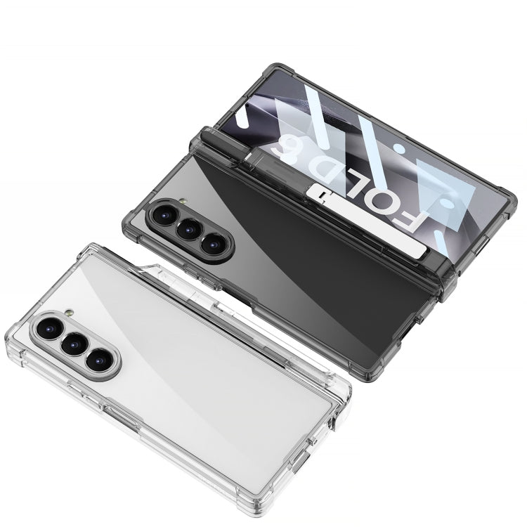 For Samsung Galaxy Z Fold6 GKK Integrated Airbag Hinge Full Coverage Phone Case with Holder / Pen Box, Not Included Pen(Black)
