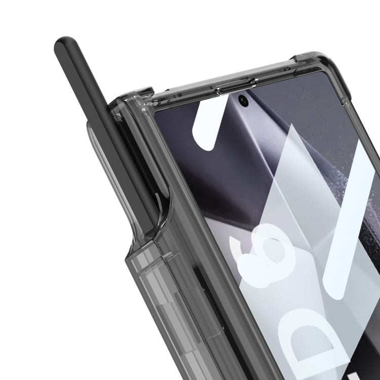 For Samsung Galaxy Z Fold6 GKK Integrated Airbag Hinge Full Coverage Phone Case with Holder / Pen Box, Not Included Pen(Transparent)