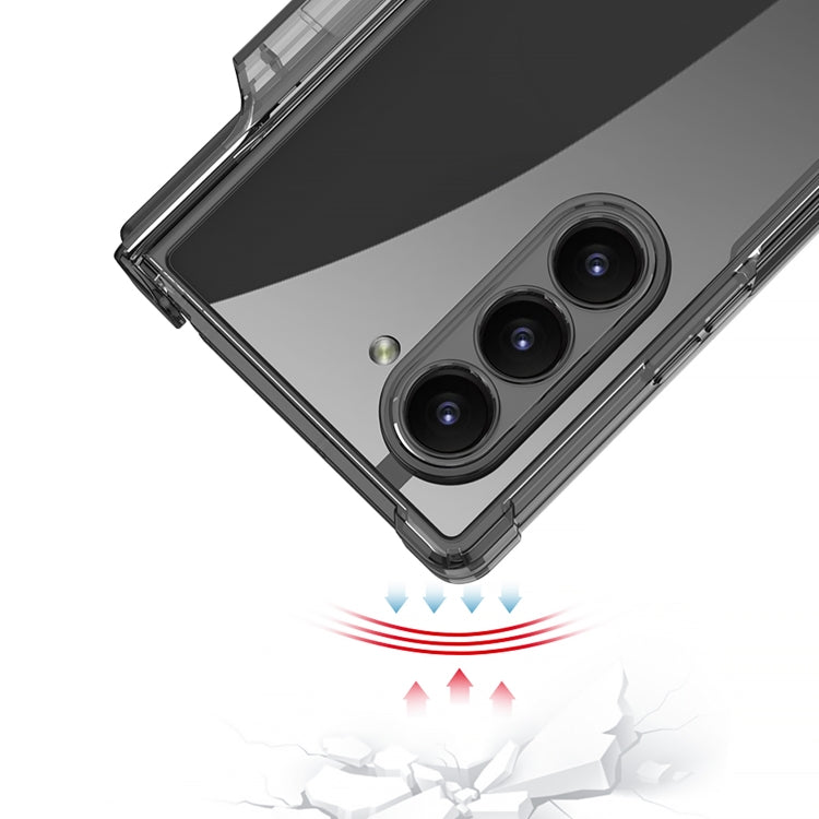 For Samsung Galaxy Z Fold6 GKK Integrated Airbag Hinge Full Coverage Phone Case with Holder / Pen Box, Not Included Pen(Transparent)