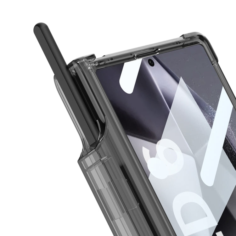 For Samsung Galaxy Z Fold6 GKK Integrated Airbag Hinge Full Coverage MagSafe Phone Case with Holder / Pen Box, Not Included Pen(Transparent)
