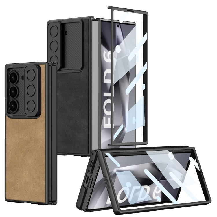 For Samsung Galaxy Z Fold6 GKK Integrated Ultra-thin Sliding Window Frosted Leather Phone Case(Green)