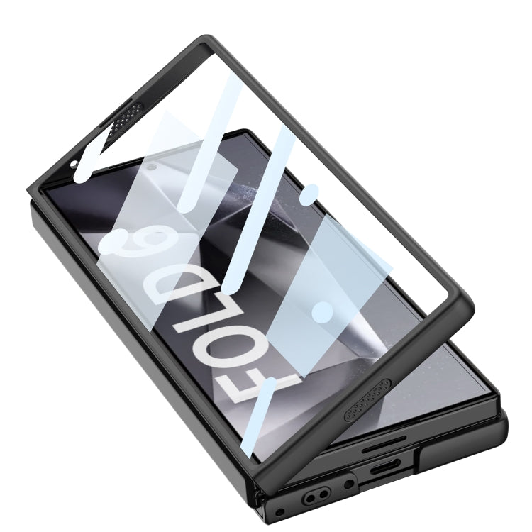 For Samsung Galaxy Z Fold6 GKK Integrated Ultra-thin Sliding Window Frosted Leather Phone Case(Brown)