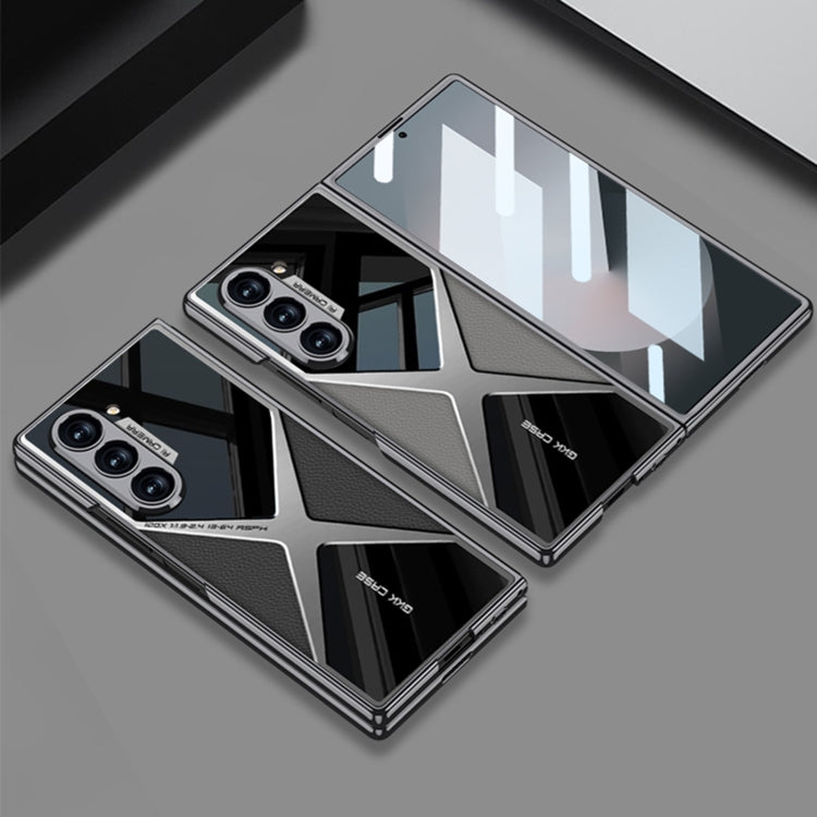 For Samsung Galaxy Z Fold6 GKK Integrated Leather Electroplating Supersonic Speed Shockproof Phone Case(Mountain Gray)
