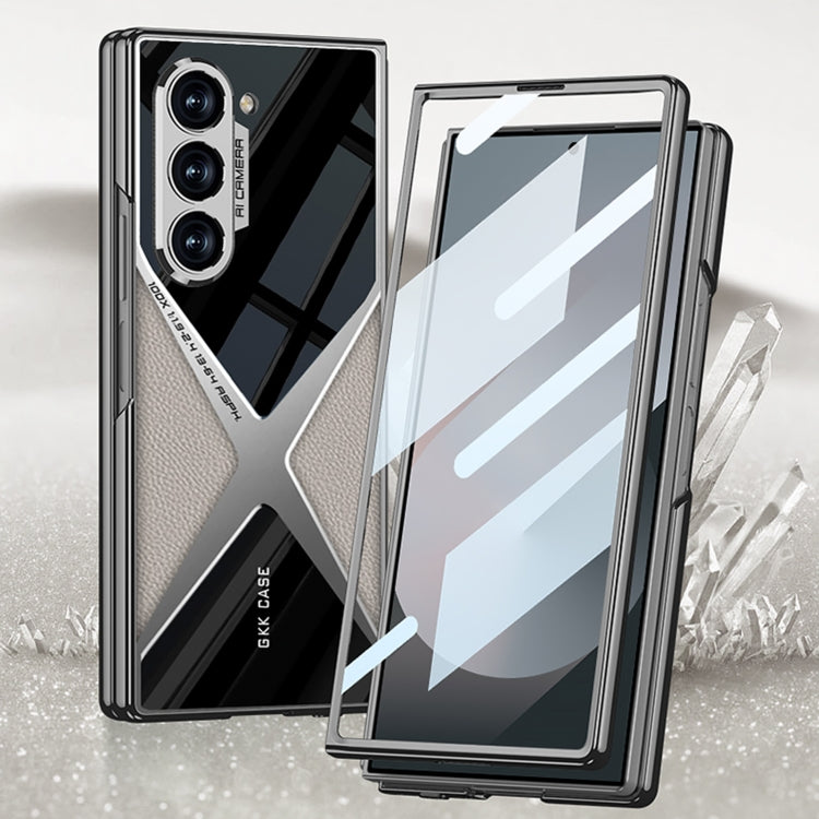 For Samsung Galaxy Z Fold6 GKK Integrated Leather Electroplating Supersonic Speed Shockproof Phone Case(Titanium Gray)