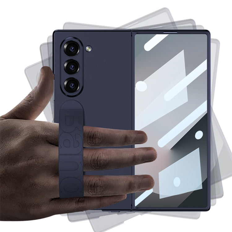 For Samsung Galaxy Z Fold6 GKK Integrated Silicone Wristband Phone Case(Blue)