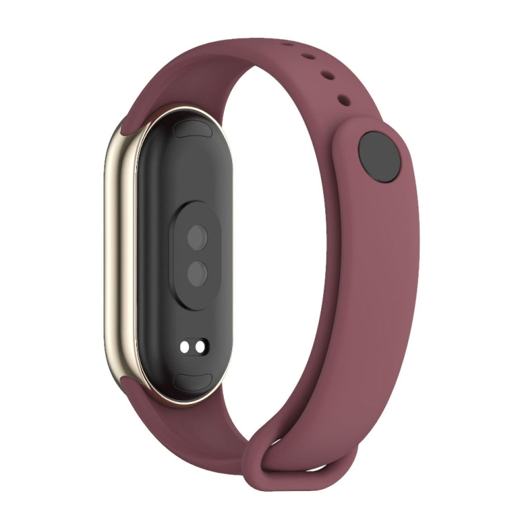 For Xiaomi Smart Band 10 / 9 / 8 MIJOBS Metal Buckle Solid Color Silicone Watch Band(Wine Red)