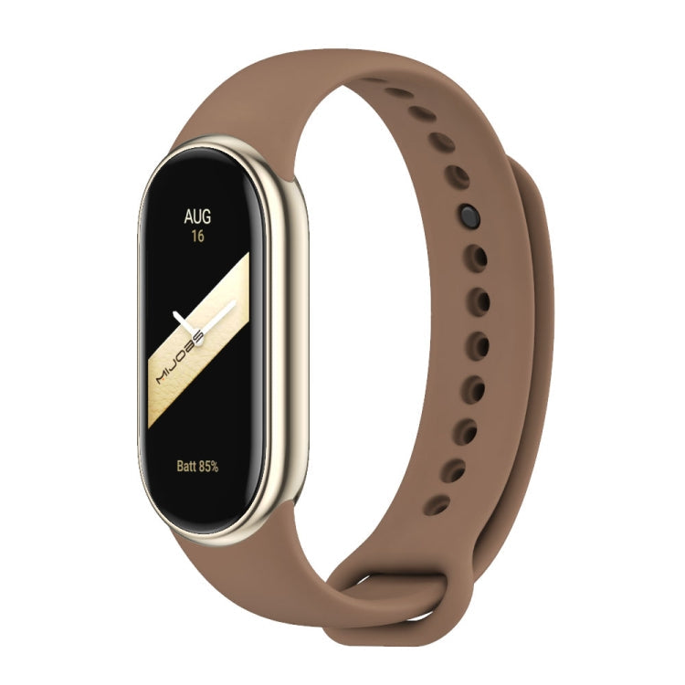 For Xiaomi Smart Band 10 / 9 / 8 MIJOBS Metal Buckle Solid Color Silicone Watch Band(Coffee Color)