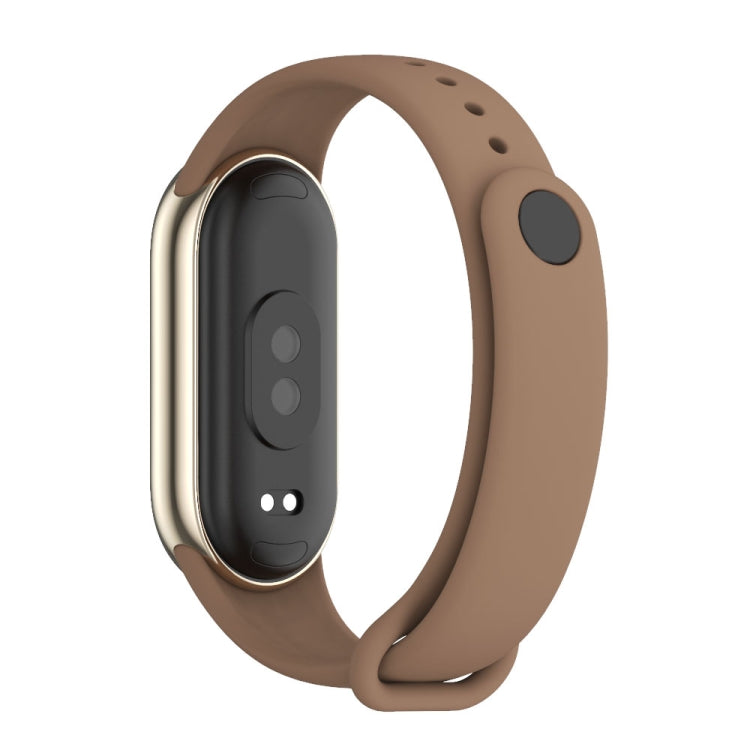 For Xiaomi Smart Band 10 / 9 / 8 MIJOBS Metal Buckle Solid Color Silicone Watch Band(Coffee Color)