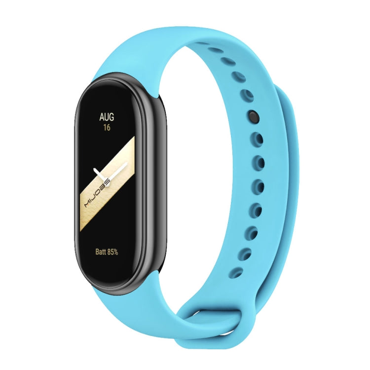 For Xiaomi Smart Band 10 / 9 / 8 MIJOBS Metal Buckle Solid Color Silicone Watch Band(Sky Blue)