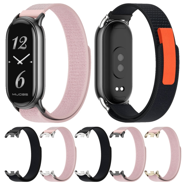 For Xiaomi Smart Band 9 / 8 MIJOBS Nylon Watch Band Wristband(Pink Silver)