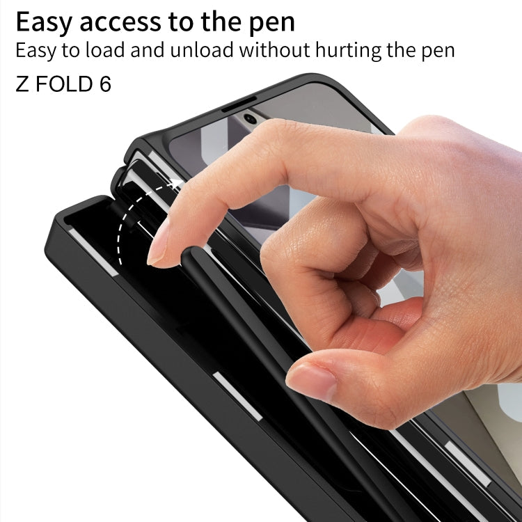 For Samsung Galaxy Z Fold6 GKK Integrated Folding Alloy Shell PC Phone Case with Pen Box, Not Included Pen(Mountain Gray)