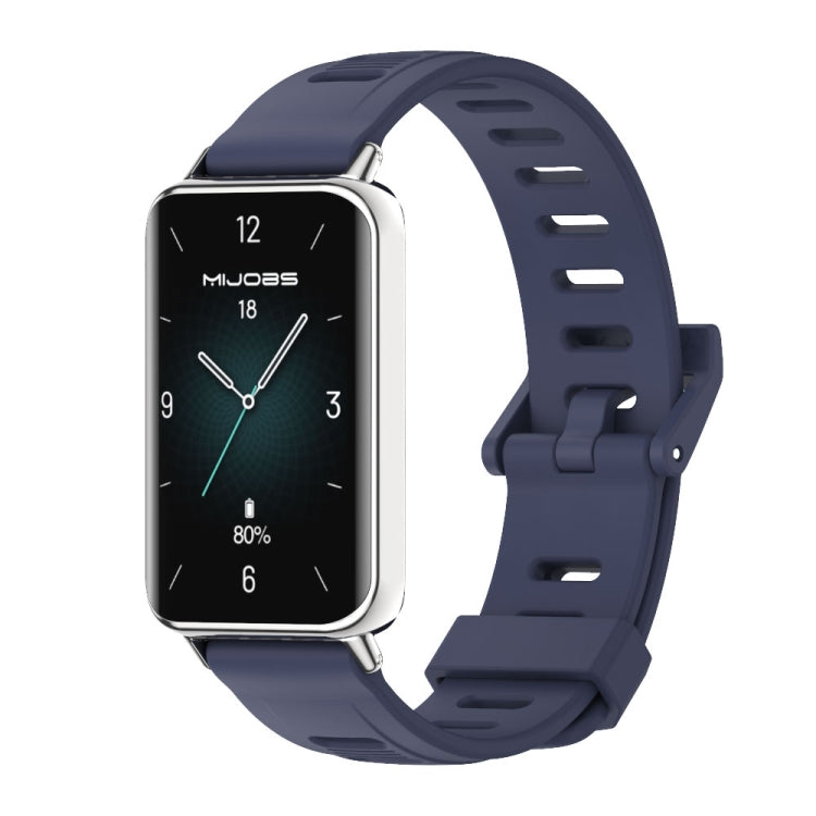 For Honor Band 10 / 9 MIJOBS Flat Hole Breathable TPU Watch Band(Midnight Blue Silver)