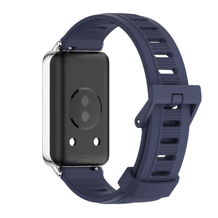 For Honor Band 10 / 9 MIJOBS Flat Hole Breathable TPU Watch Band(Midnight Blue Silver)