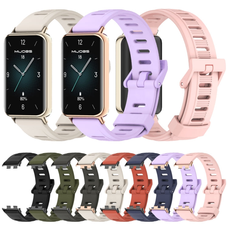 For Honor Band 10 / 9 MIJOBS Flat Hole Breathable TPU Watch Band(Midnight Blue Silver)