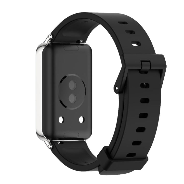 For Honor Band 10 / 9 MIJOBS Solid Color Silicone Watch Band(Black Silver)