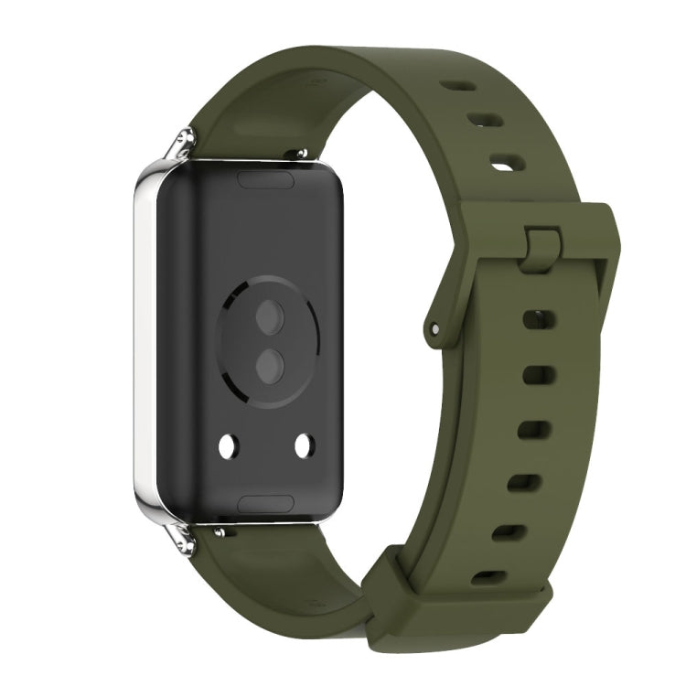 For Honor Band 10 / 9 MIJOBS Solid Color Silicone Watch Band(Army Green Silver)