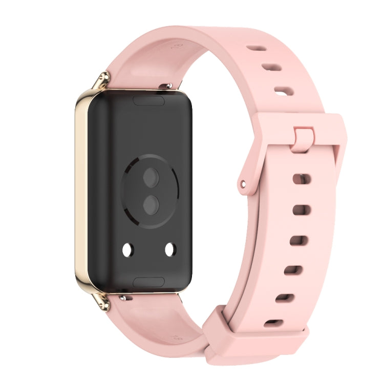 For Honor Band 10 / 9 MIJOBS Solid Color Silicone Watch Band(Pink Light Gold)