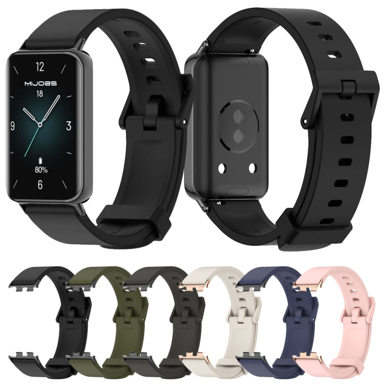 For Honor Band 10 / 9 MIJOBS Solid Color Silicone Watch Band(Army Green Silver)