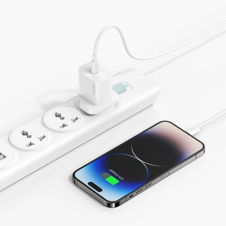 USAMS CC227 20W Fast Charging Charger Set, USB-C / Type-C to 8 Pin(UK Plug)