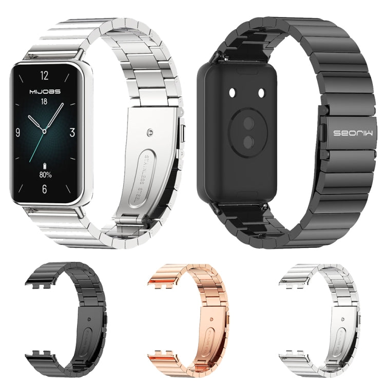 For Honor Band 10 / 9 MIJOBS Bamboo Stainless Steel Watch Band(Silver)