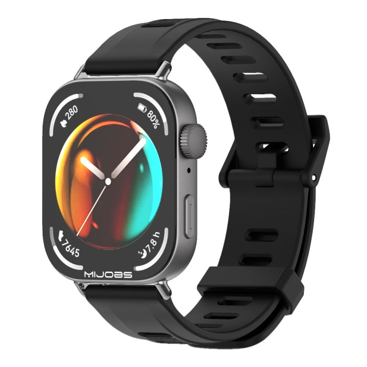 For Huawei Watch Fit3 MIJOBS Flat Hole Silicone Watch Band(Black)