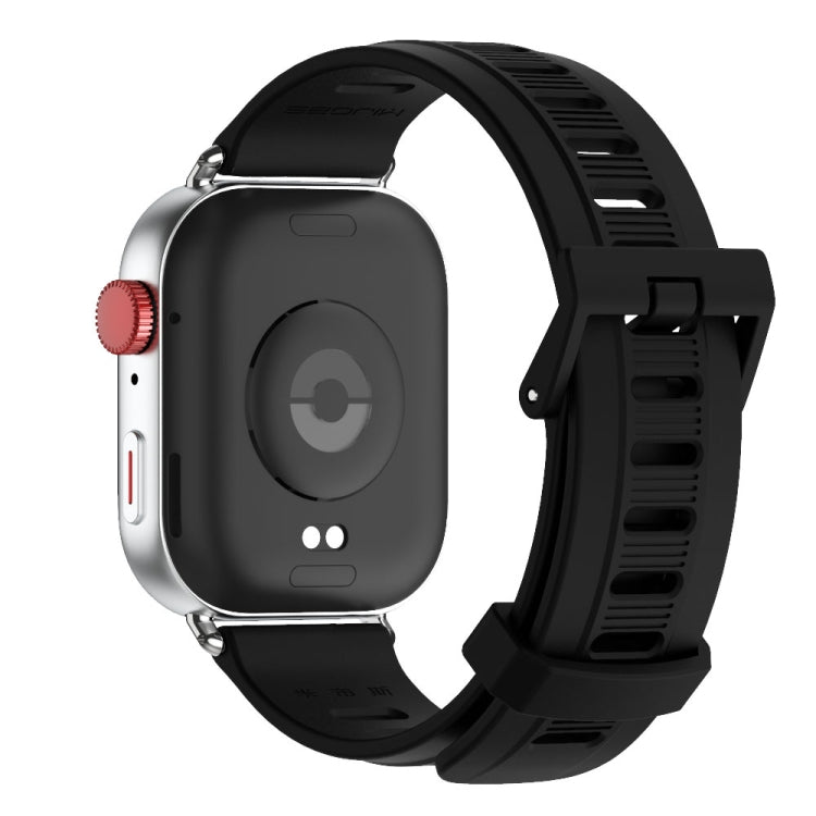 For Huawei Watch Fit3 MIJOBS Flat Hole Silicone Watch Band(Black Silver)