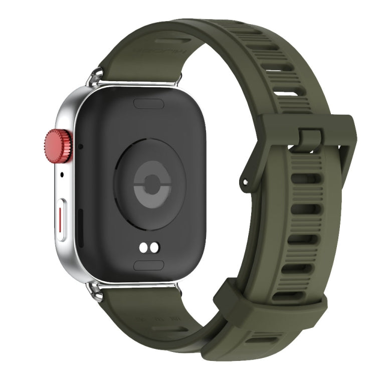 For Huawei Watch Fit3 MIJOBS Flat Hole Silicone Watch Band(Army Green Silver)