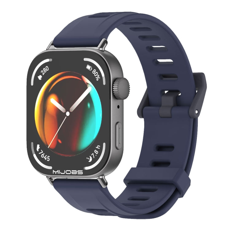 For Huawei Watch Fit3 MIJOBS Flat Hole Silicone Watch Band(Midnight Blue Black)