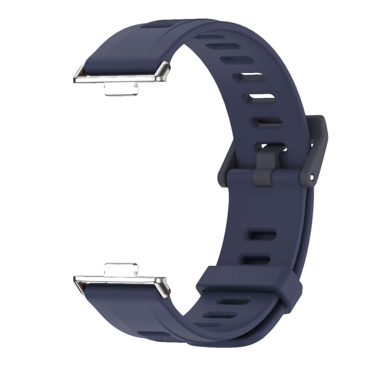 For Huawei Watch Fit3 MIJOBS Flat Hole Silicone Watch Band(Midnight Blue Silver)