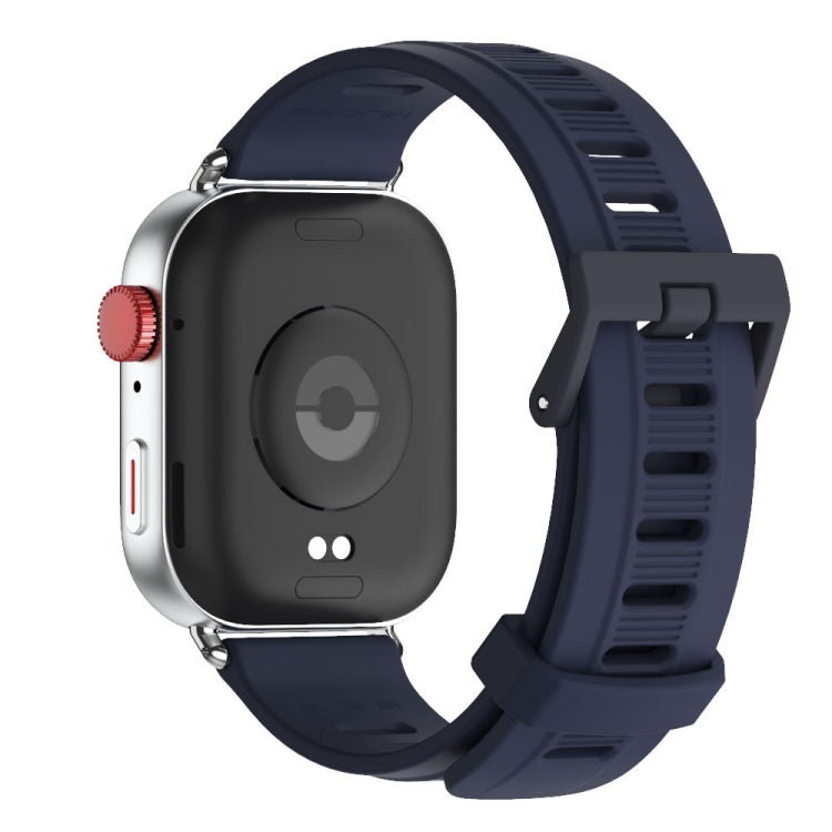 For Huawei Watch Fit3 MIJOBS Flat Hole Silicone Watch Band(Midnight Blue Silver)