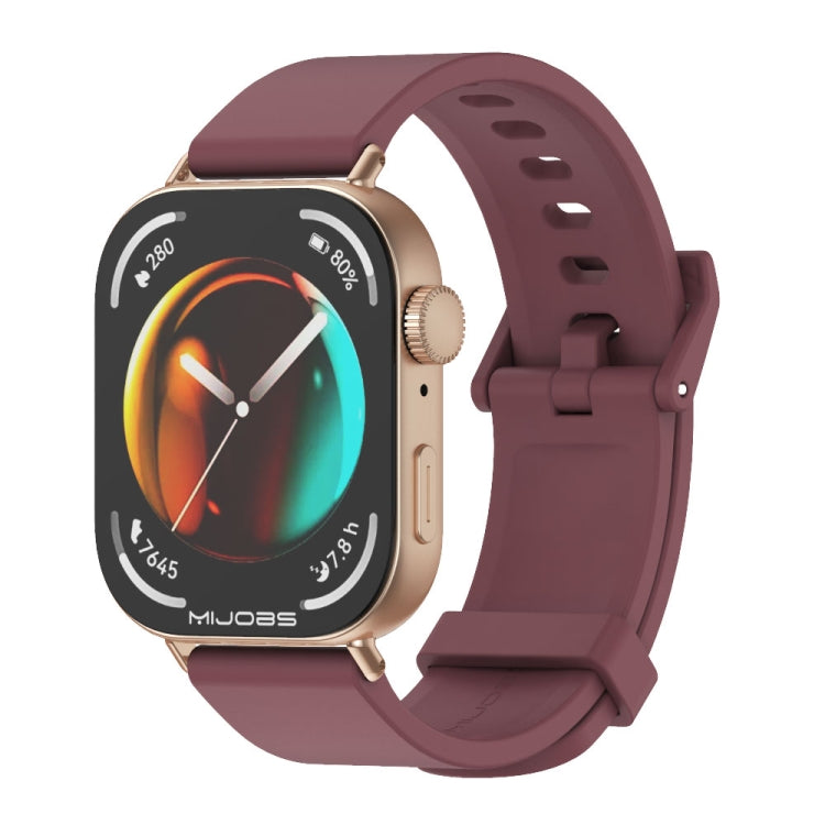 For Huawei Watch Fit3 MIJOBS Solid Color Silicone Watch Band(Wine Red Rose Gold)
