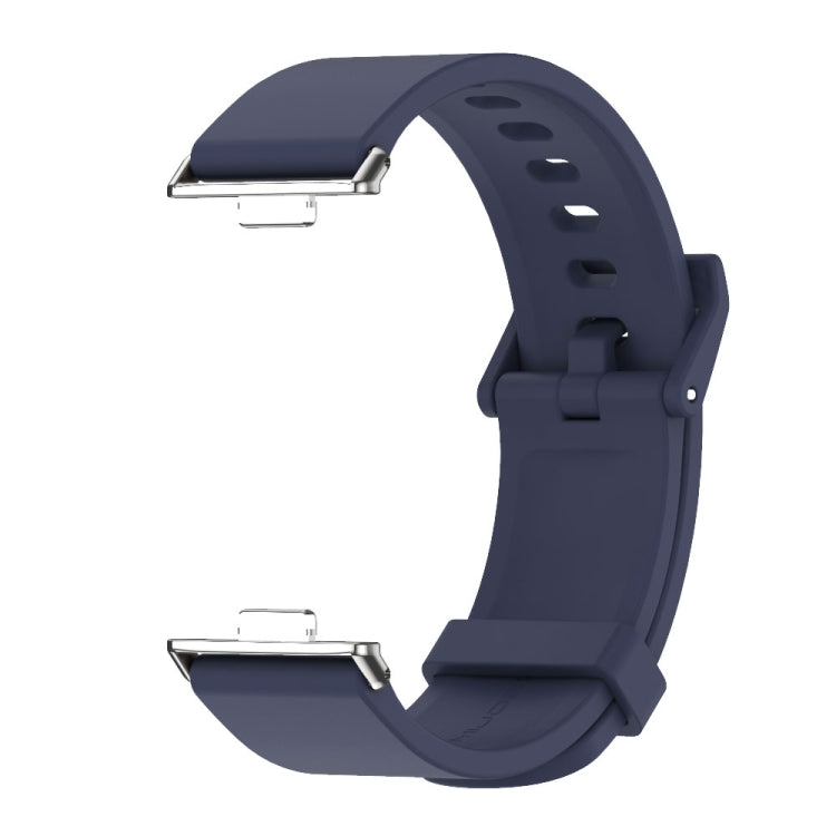 For Huawei Watch Fit3 MIJOBS Solid Color Silicone Watch Band(Dark Blue Silver)