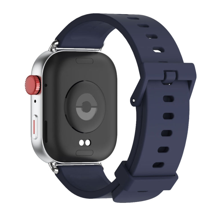 For Huawei Watch Fit3 MIJOBS Solid Color Silicone Watch Band(Dark Blue Silver)
