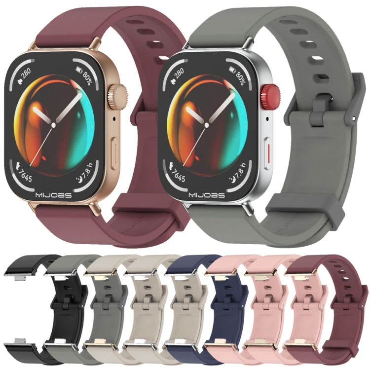 For Huawei Watch Fit3 MIJOBS Solid Color Silicone Watch Band(Gray Light Gold)