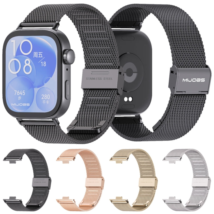 For Huawei Watch Fit3 MIJOBS Milan Buckle Stainless Steel Watch Band(Silver)