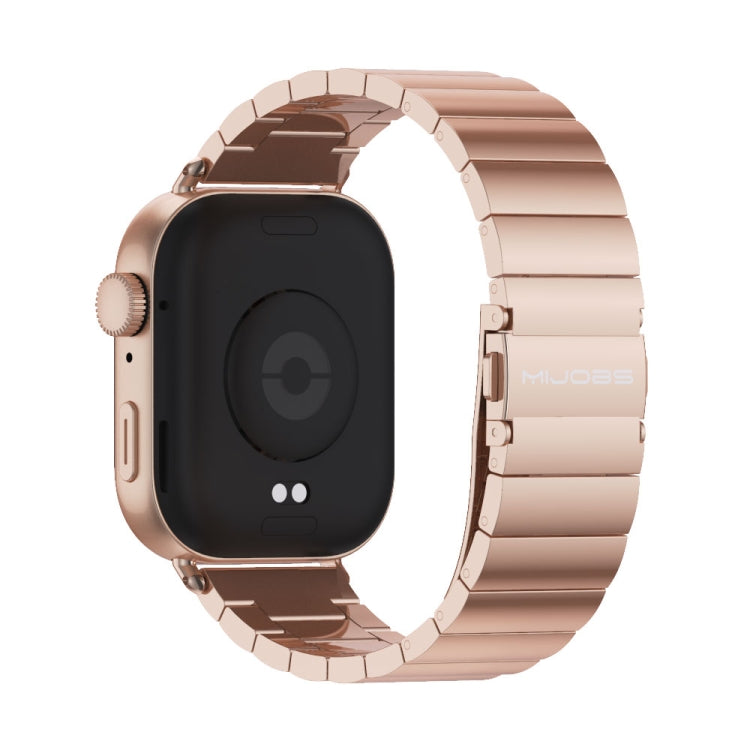 For Huawei Watch Fit3 MIJOBS Bamboo Stainless Steel Watch Band(Rose Gold)