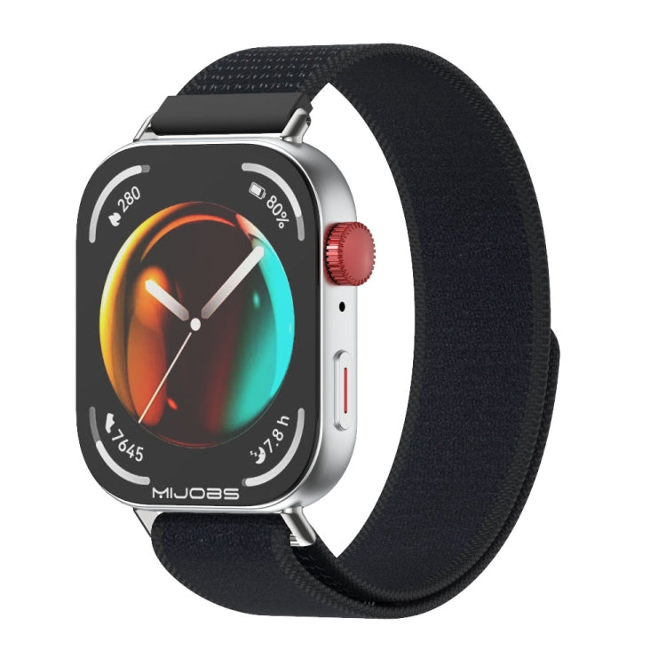 For Huawei Watch Fit3 MIJOBS Nylon Watch Band Wristband(Black Silver)