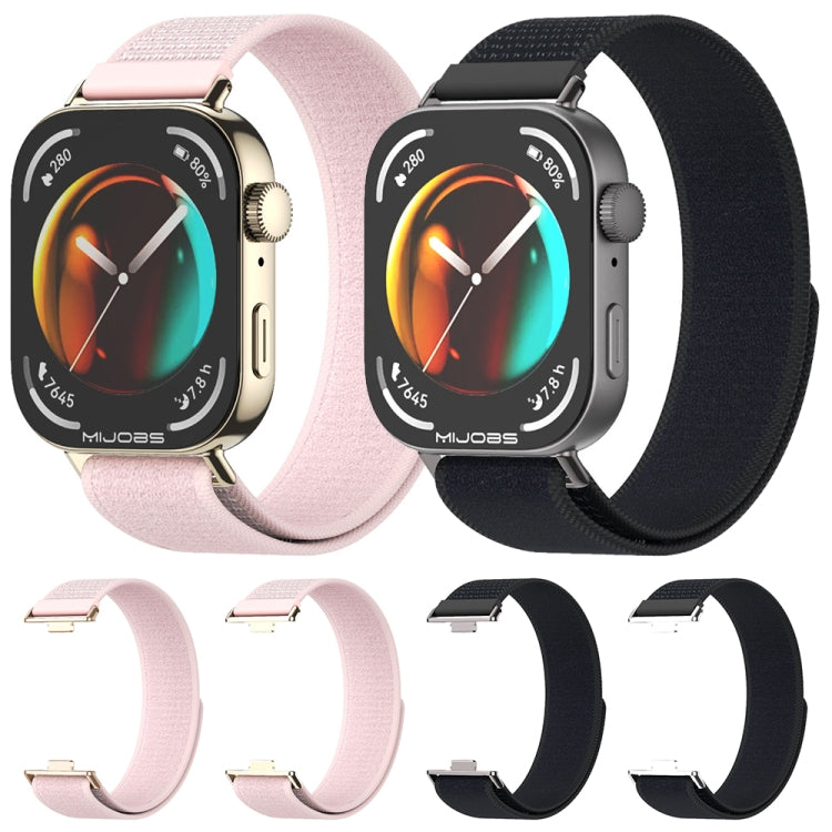For Huawei Watch Fit3 MIJOBS Nylon Watch Band Wristband(Black Silver)