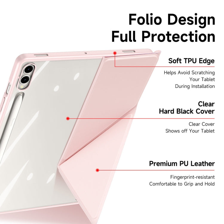 For Samsung Galaxy Tab S9+ / S9 FE+ DUX DUCIS Magi Series Smart Leather Tablet Case(Pink)