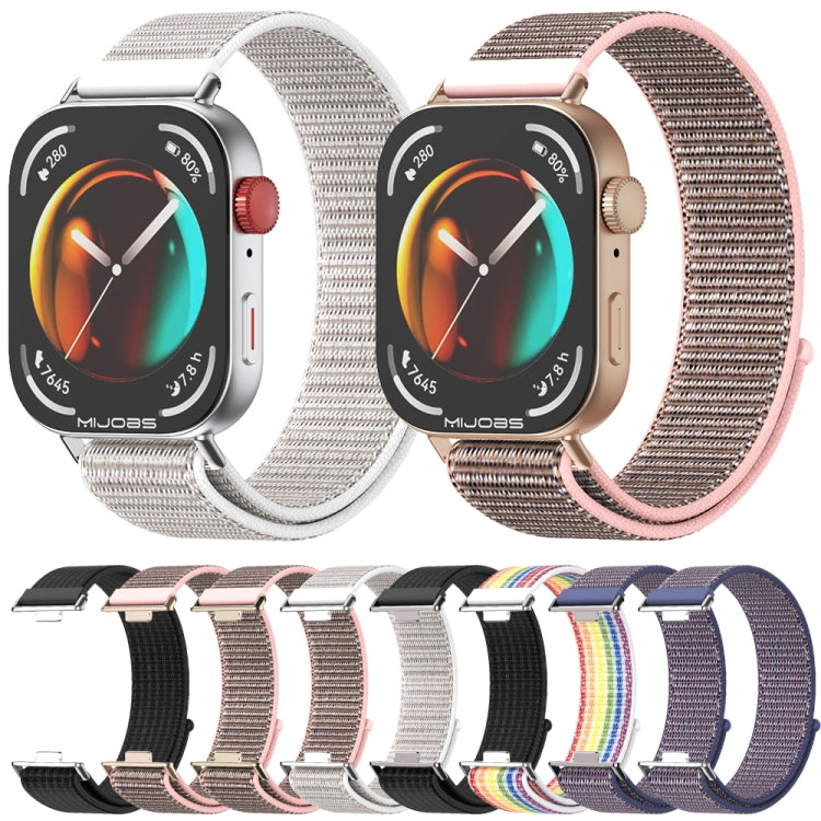 For Huawei Watch Fit3 MIJOBS Breathable Nylon Loop Watch Band(Pink Sand Rose Gold)