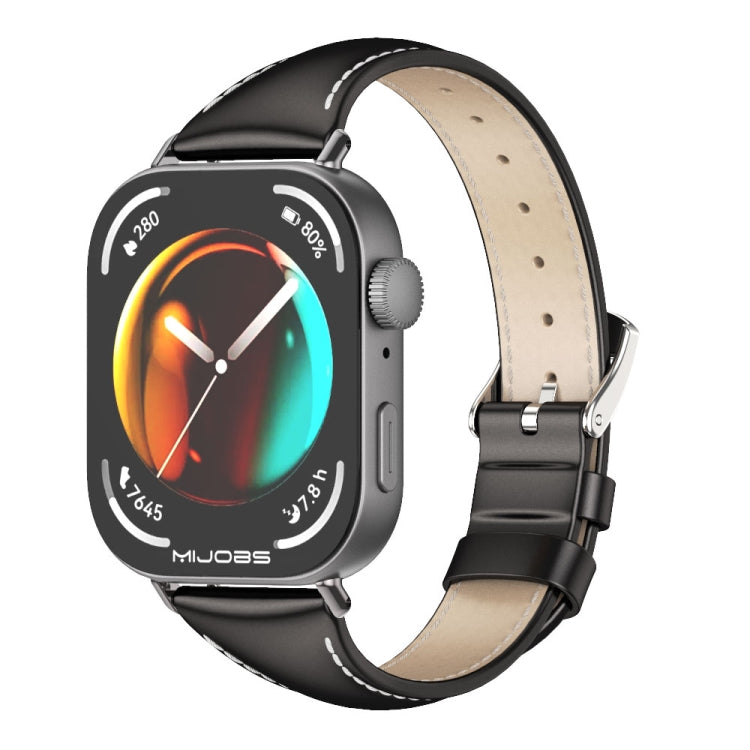 For Huawei Watch Fit3 MIJOBS Slim Genuine Leather Watch Band(Black)
