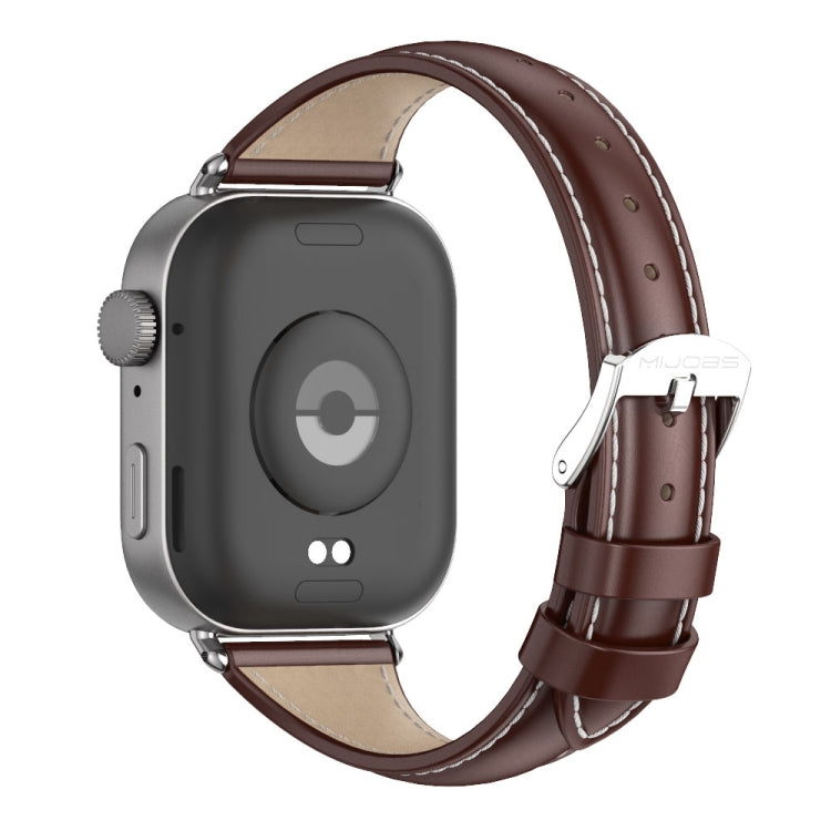 For Huawei Watch Fit3 MIJOBS Slim Genuine Leather Watch Band(Coffee Black)