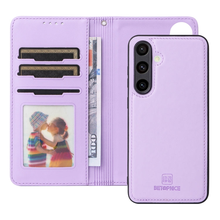 For Samsung Galaxy S24 FE 5G BETOPNICE BN-005 2 in 1 Detachable Imitate Genuine Leather Phone Case(Light Purple)
