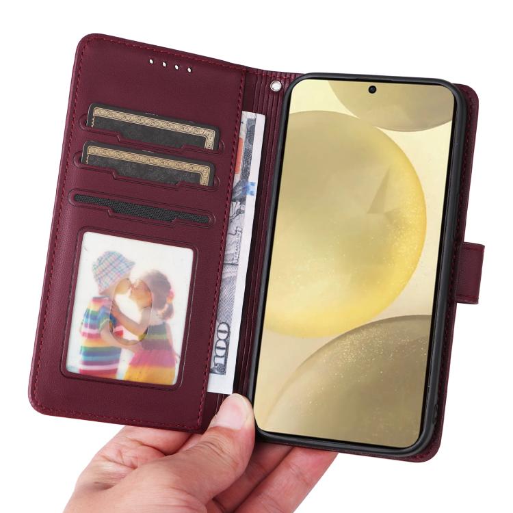For Samsung Galaxy S25 5G BETOPNICE BN-005 2 in 1 Detachable Imitate Genuine Leather Phone Case(Wine Red)