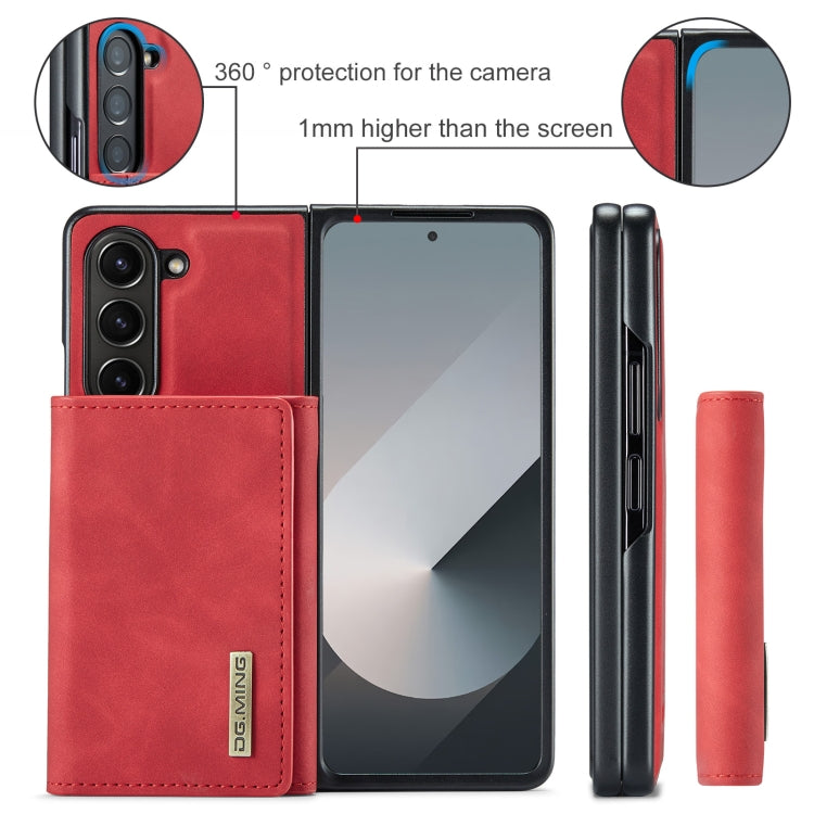 For Samsung Galaxy Z Fold6 DG.MING M1 Series 3-Fold Multi Card Wallet + Magnetic Phone Case(Red)